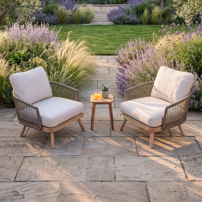 Bali Rope Weave Lounge Set with Square Side Table