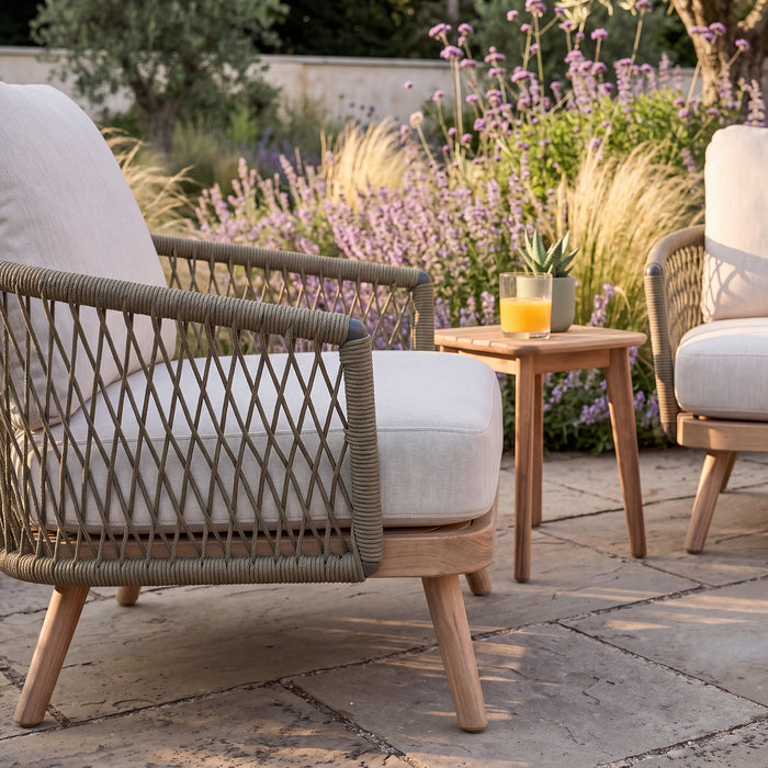 Bali Rope Weave Lounge Set with Square Side Table