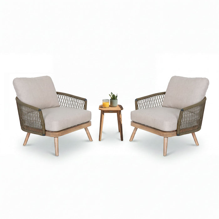 Bali Rope Weave Lounge Set with Square Side Table