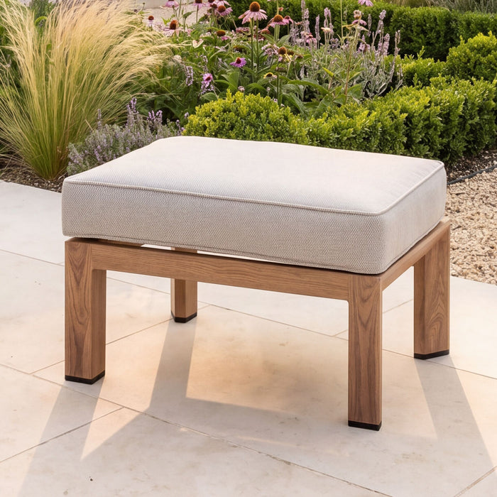 New York Aluminium Garden Footstool - Wood Effect