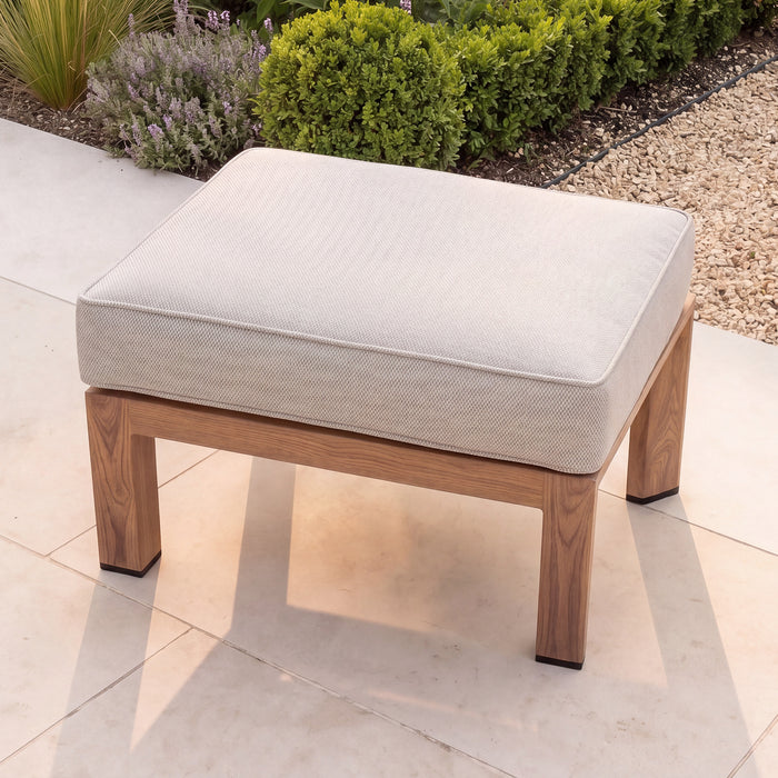 New York Aluminium Garden Footstool - Wood Effect