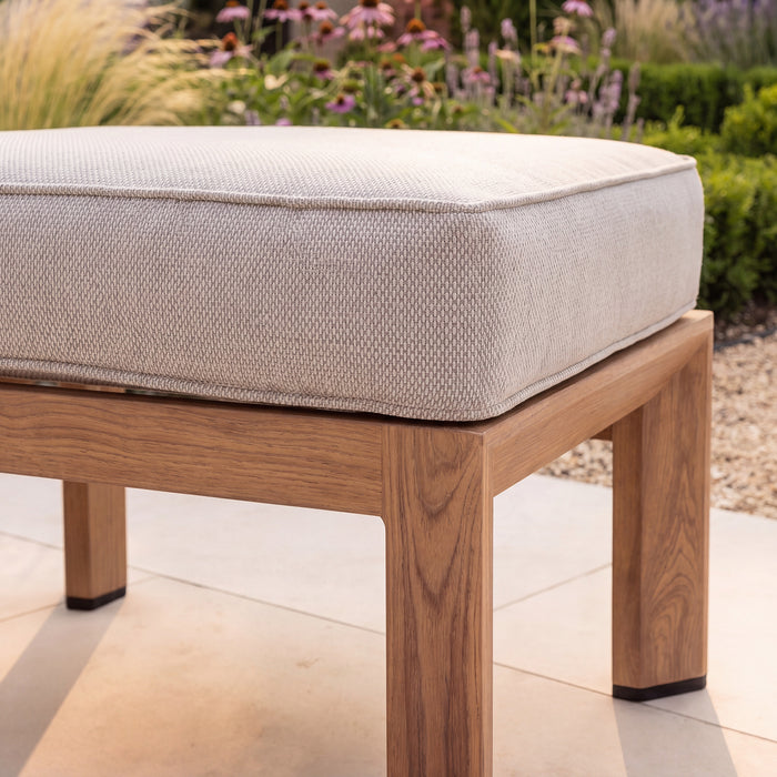 New York Aluminium Garden Footstool - Wood Effect