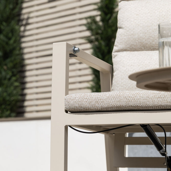 Valencia Reclining Aluminium Lounge Set with Round Side Table - Latte