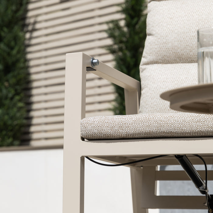 Valencia Reclining Aluminium Lounge Set with Round Side Table - Latte