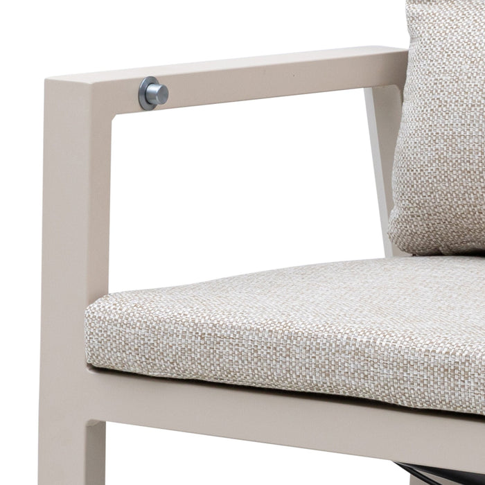 Valencia Reclining Aluminium Lounge Set with Round Side Table - Latte