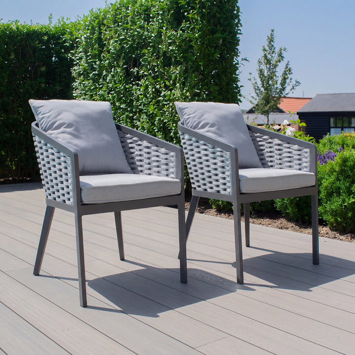 Portofino Rope Weave Pair of Dining Chairs - Grey