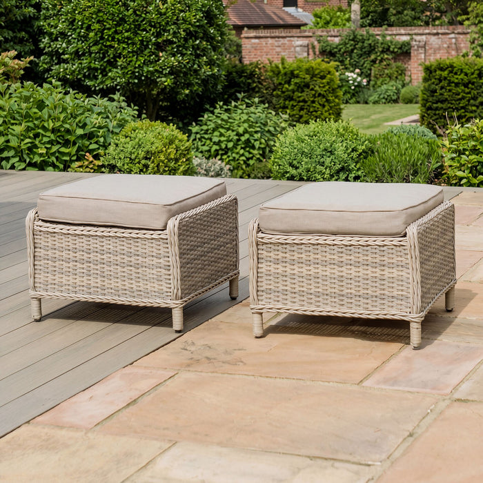 Cotswold Rattan Pair of Garden Footstools