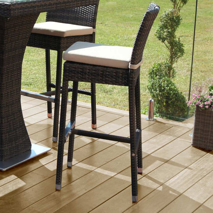 Set of 4 Rattan Bar Stools - Brown (Bar Stools Only)