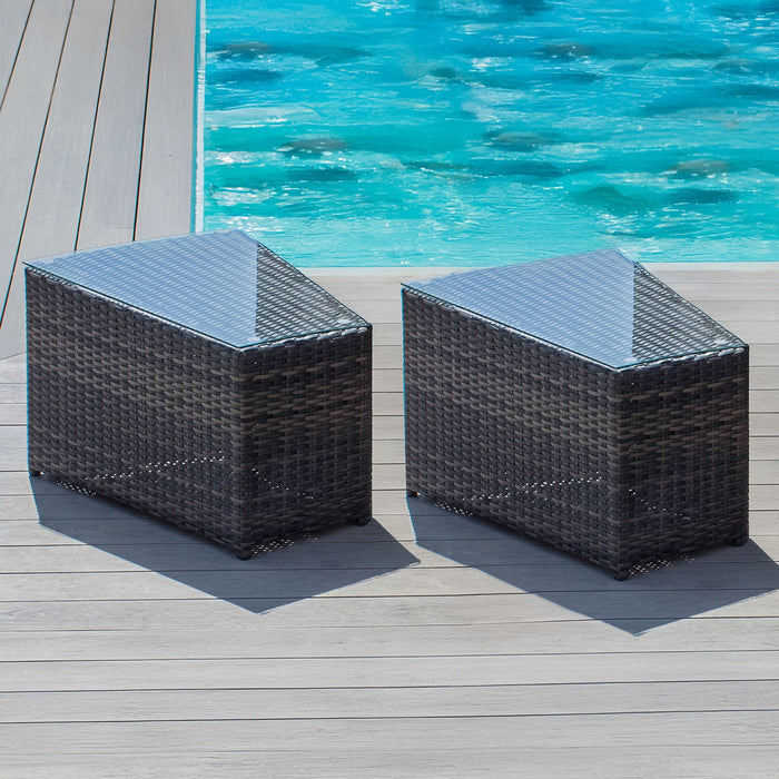 Pair of Rattan Side Tables - Brown