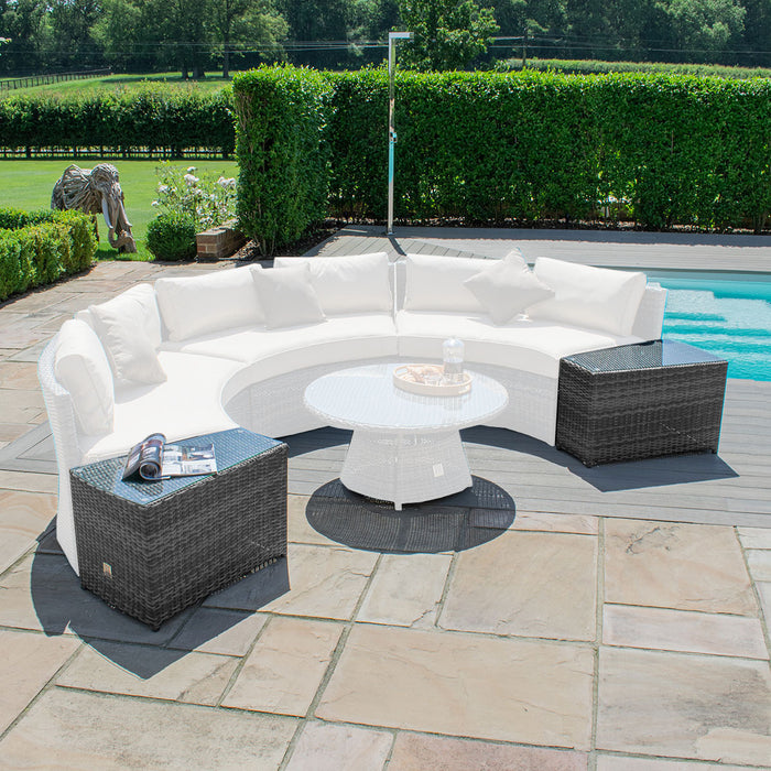 Pair of Rattan Side Tables - Grey