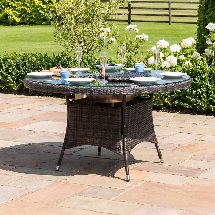 LA 6 Seat Round Replacement Rattan Garden Dining Table - Brown