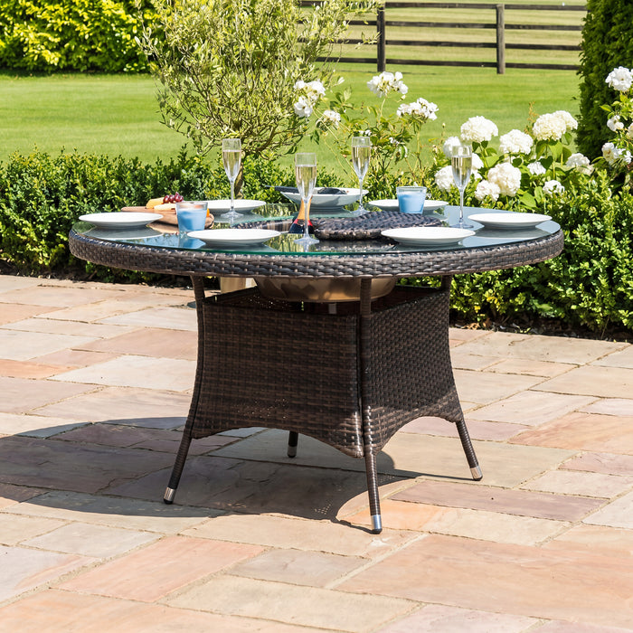 LA 6 Seat Round Replacement Rattan Garden Dining Table - Brown