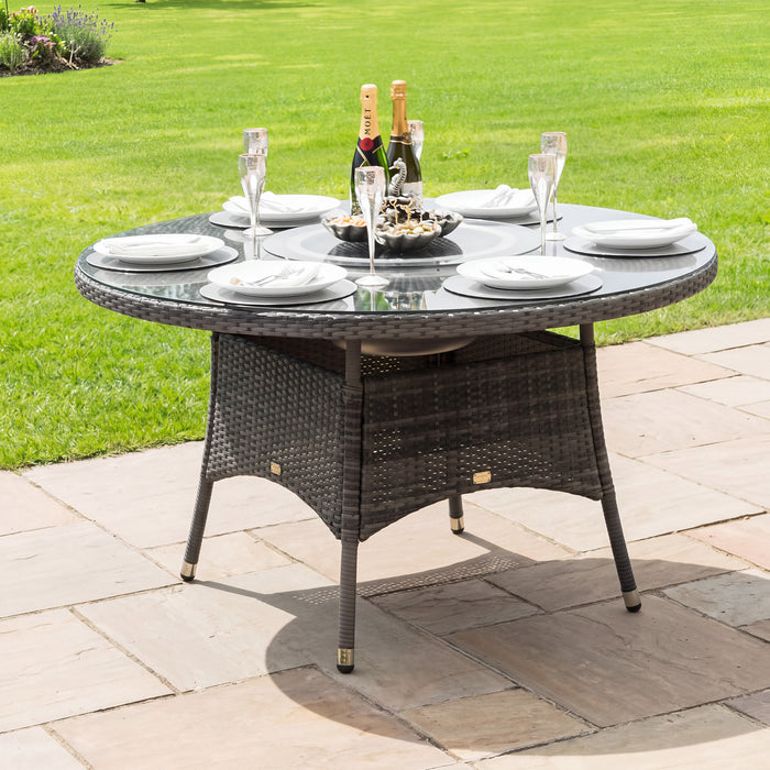 LA 6 Seat Round Rattan Replacement Garden Dining Table - Grey