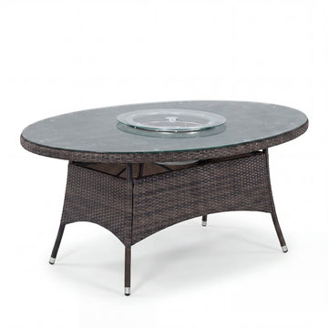 LA 6 Seat Oval Rattan Replacement Garden Dining Table - Brown