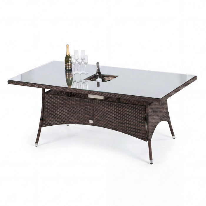 LA 8 Seat Replacement Rectangular Rattan Dining Table - Brown