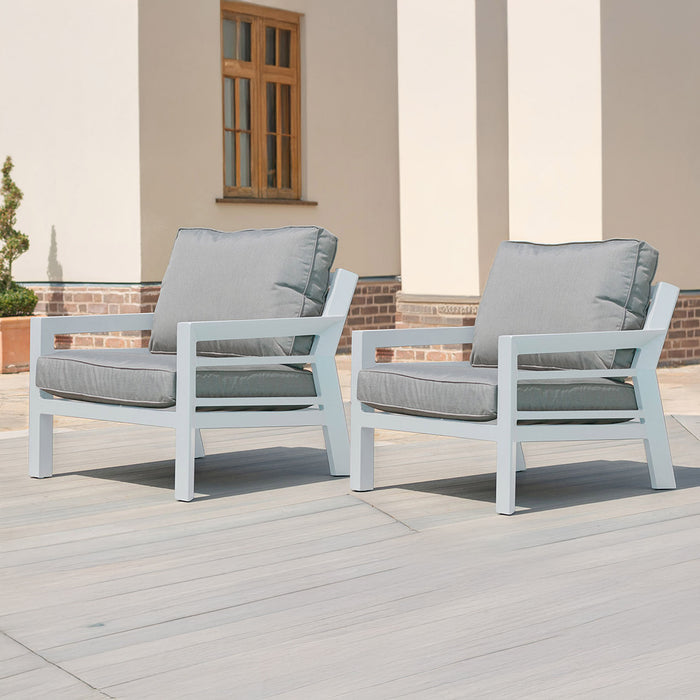 New York Pair of Aluminium Armchairs - White
