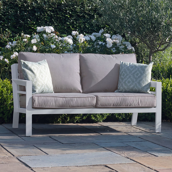New York 2 Seat Aluminium Garden Sofa - White