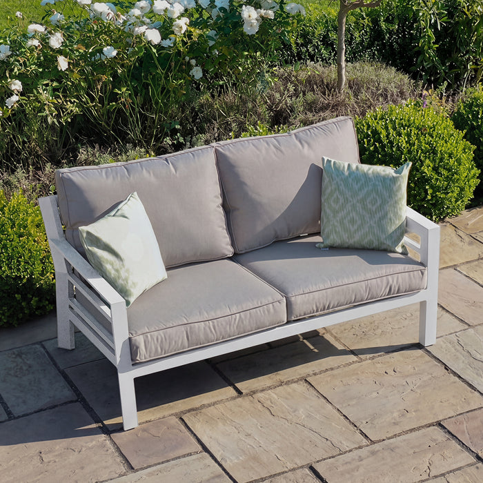 New York 2 Seat Aluminium Garden Sofa - White