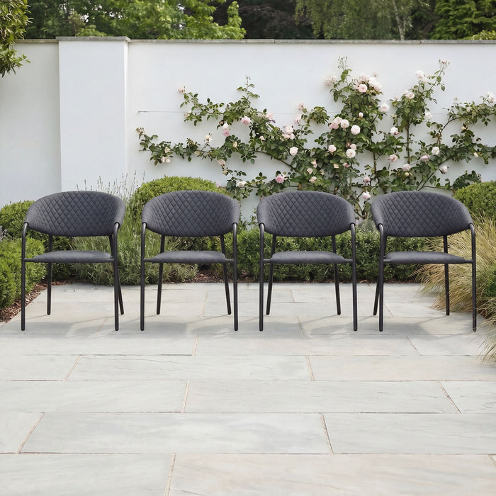 Set of 4 Outdoor Fabric Pebble Dining Chairs