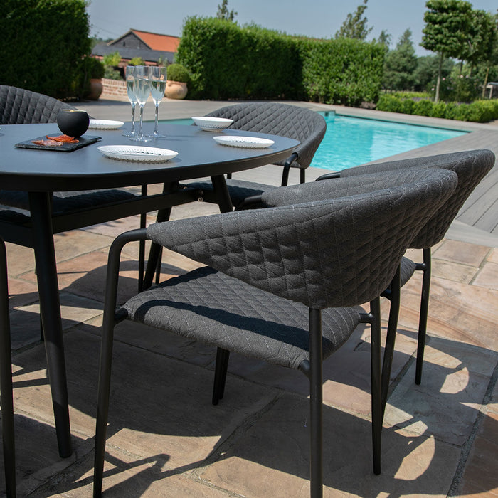 Set of 4 Outdoor Fabric Pebble Dining Chairs