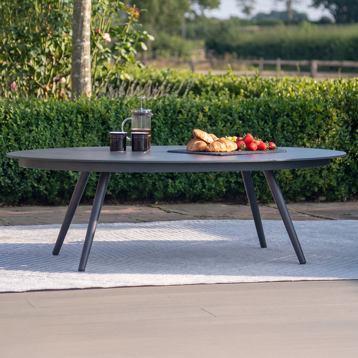 Aluminium Oval Garden Coffee Table - Grey