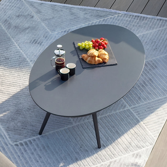 Aluminium Oval Garden Coffee Table - Grey