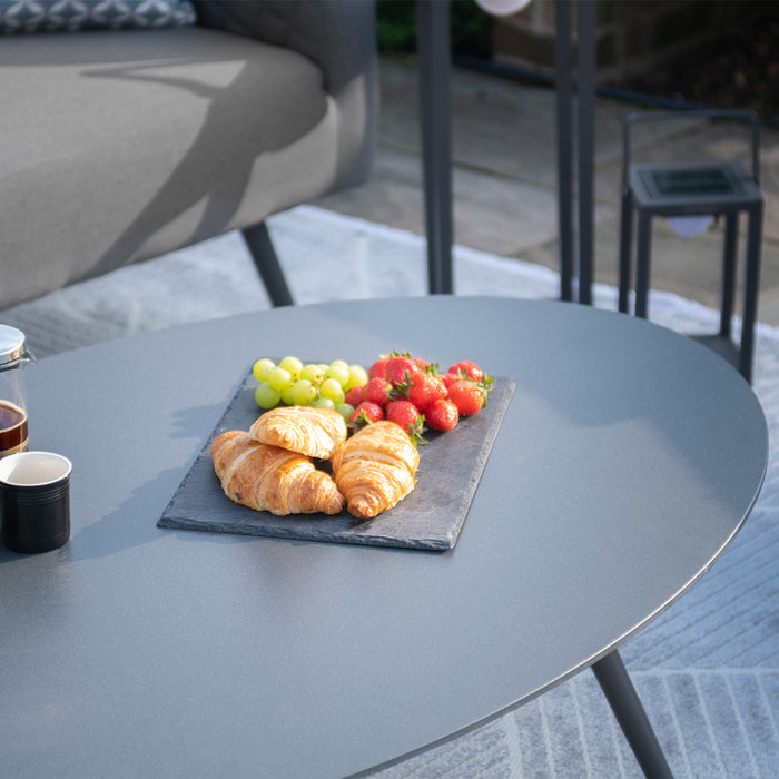 Aluminium Oval Garden Coffee Table - Grey