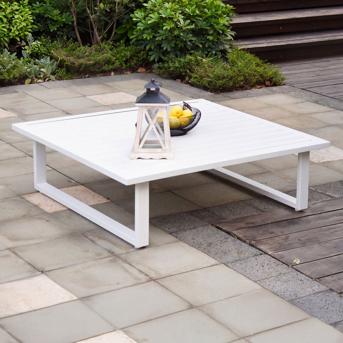 Ethos Aluminium Square Garden Coffee Table - White