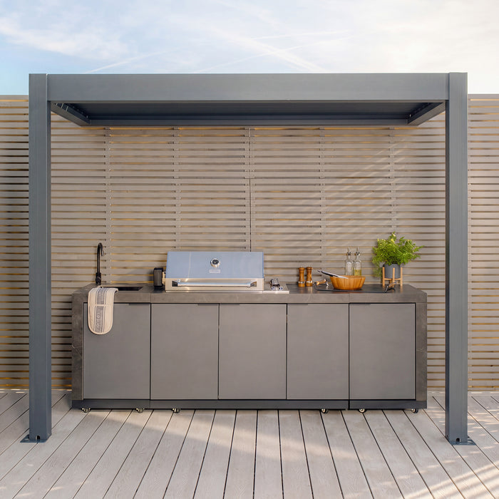 Eden Aluminium Lean To BBQ Shelter 3m x 1.4m Pergola (Frame Only) - Grey