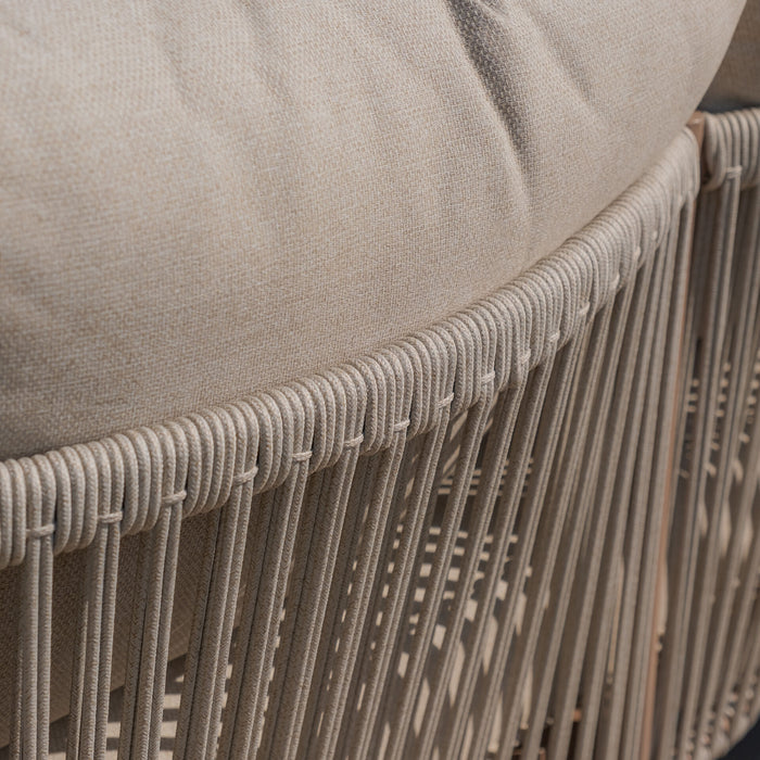 Havana Rope Weave 3 Seat Sofa Dining Set with Rising Table & Footstools - Ceramic Glass