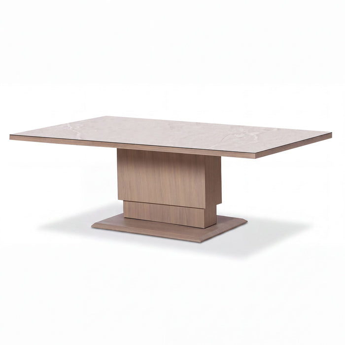 Havana Rope Weave 3 Seat Sofa Dining Set with Rising Table & Footstools - Ceramic Glass