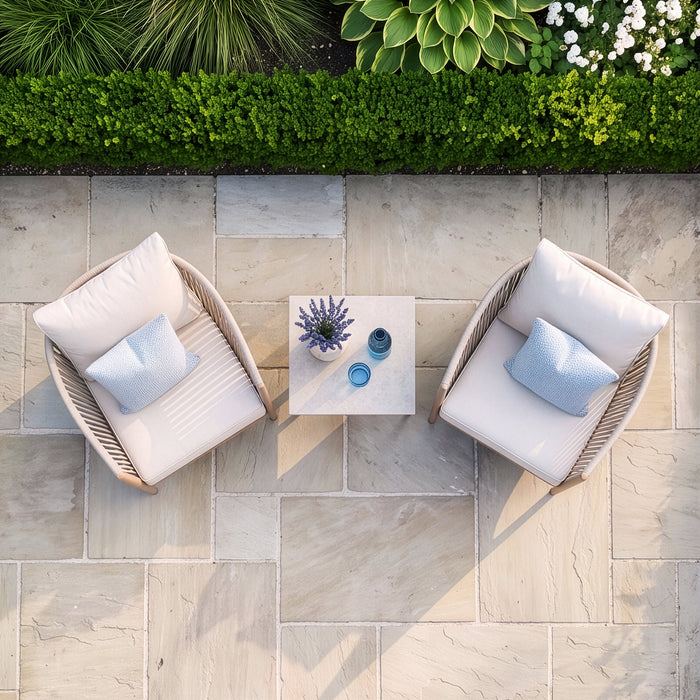 Havana Rope Weave Lounge Set with Square Side Table - Ceramic Glass