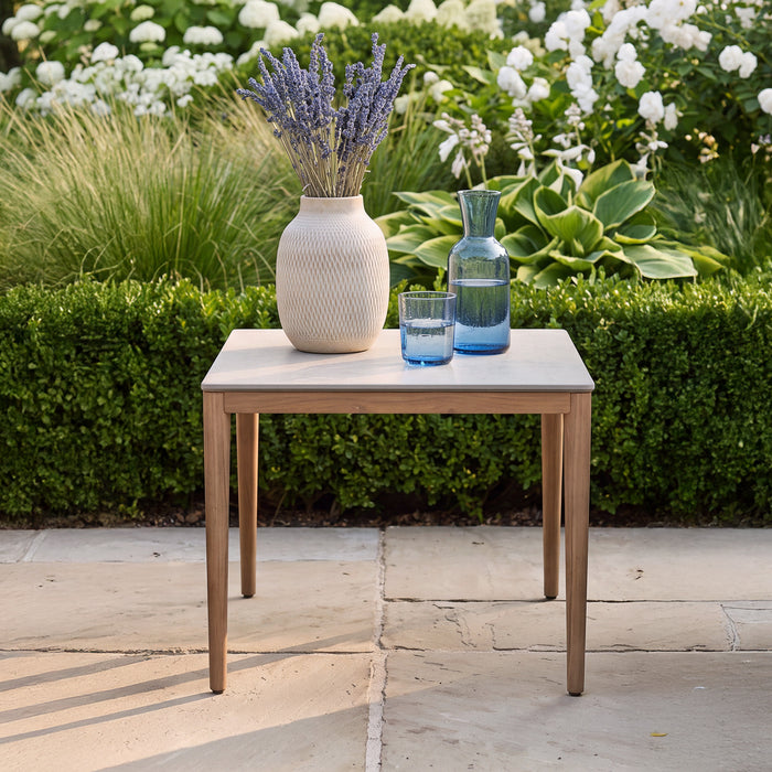 Havana Rope Weave Lounge Set with Square Side Table - Ceramic Glass