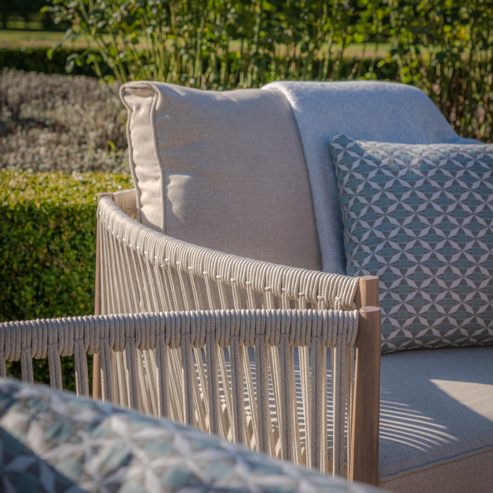 Havana Rope Weave Lounge Set with Square Side Table - Ceramic Glass