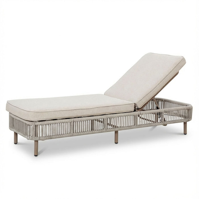 Havana Rope Weave Sunlounger Set with Square Side Table - Ceramic Glass