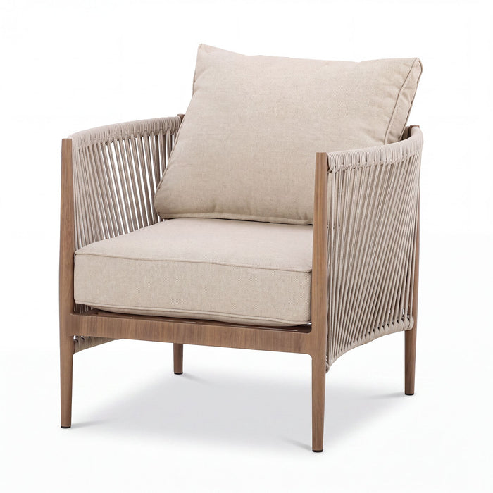 Havana Rope Weave 2 Seat Sofa Set with Rectangular Coffee Table - Ceramic Glass
