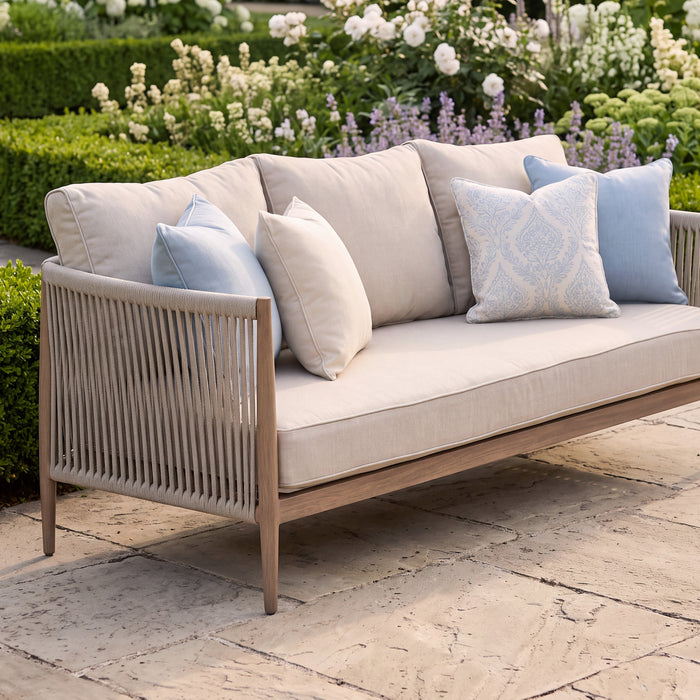 Havana Rope Weave 3 Seat Sofa Set with Rectangular Coffee Table - Ceramic Glass