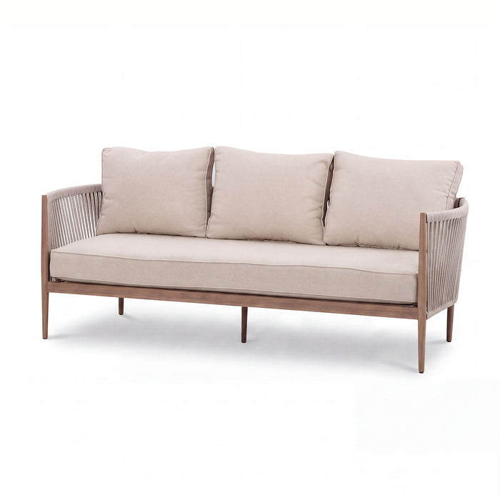 Havana Rope Weave 3 Seat Sofa Set with Rectangular Coffee Table - Ceramic Glass