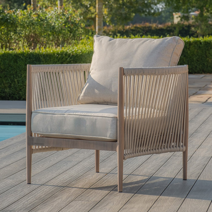Havana Rope Weave Large Corner Sofa Set with Rectangular Coffee Table & Armchair - Ceramic Glass