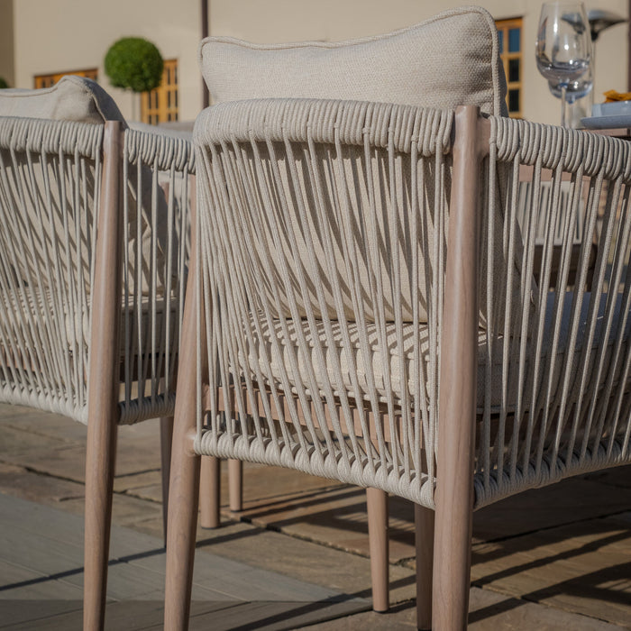Havana Rope Weave 6 Rectangular Dining Set - Ceramic Glass