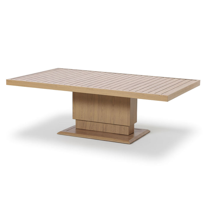 New York 3 Seat Sofa Wood Effect Aluminium Sofa Set with Rising Table - Almond
