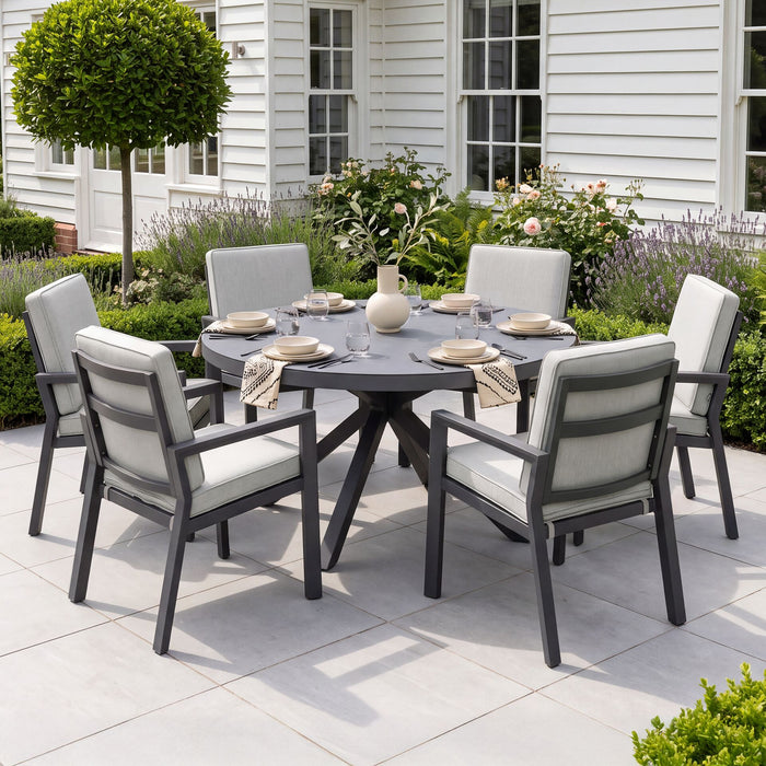 New York 6 Seat Round Aluminium - Dining Set
