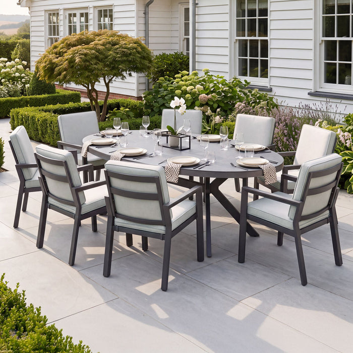 New York 8 Seat Oval Aluminium Dining Set