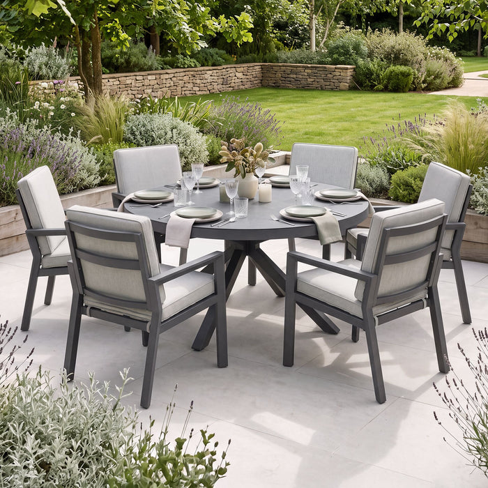 New York 6 Seat Round Aluminium - Dining Set