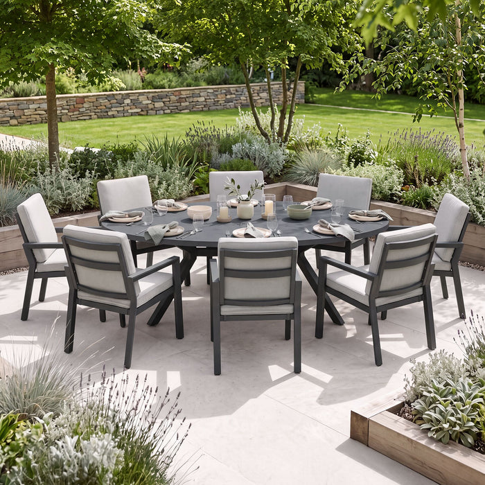 New York 8 Seat Oval Aluminium Dining Set
