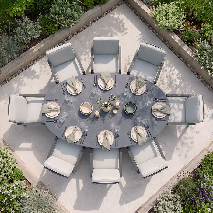 New York 8 Seat Oval Aluminium Dining Set