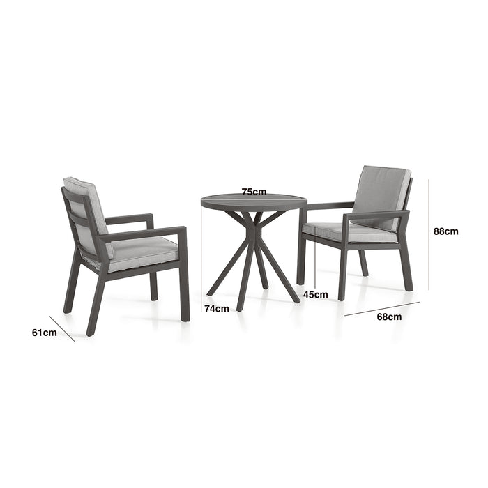New York 3 Piece Aluminium Bistro Set - Wood Effect