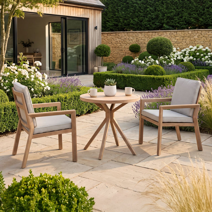 New York 3 Piece Aluminium Bistro Set - Wood Effect