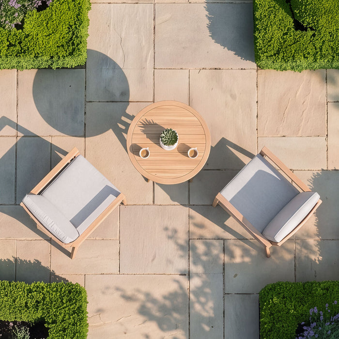 New York 3 Piece Aluminium Bistro Set - Wood Effect