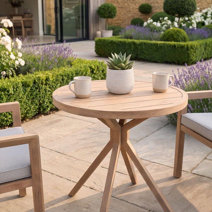 New York 3 Piece Aluminium Bistro Set - Wood Effect